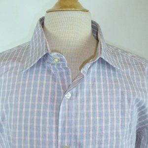 JACHS blue red white mini plaid shirt xl new